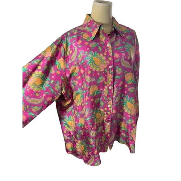 "Lauren Ralph Lauren"Silk Blouse SZ 2X Paisleigh Whimsical Fairy Quiet Luxury - Picture 2 of 11